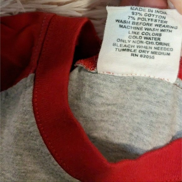 Bottlecaps Football Split the Uprights Grey Red Raglan Top 12-18 months - Picture 5 of 5